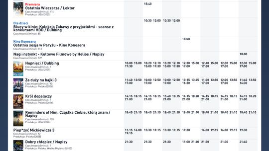 Kino Helios w Nowy Sączu zaprasza
