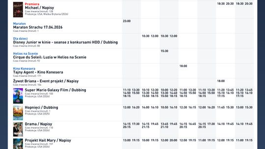 Kino Helios w Nowy Sączu zaprasza