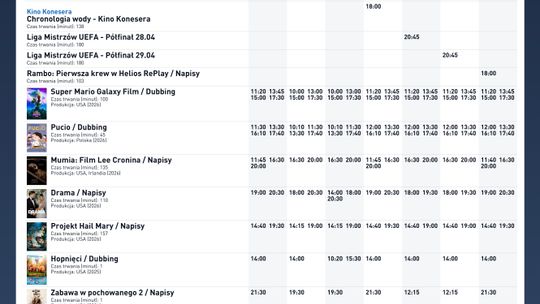 Kino Helios w Nowy Sączu zaprasza