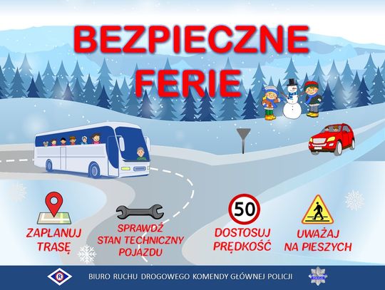 AKCJA „BEZPIECZNE FERIE” NA DROGACH W MAŁOPOLSCE. PORADY POLICJANTÓW