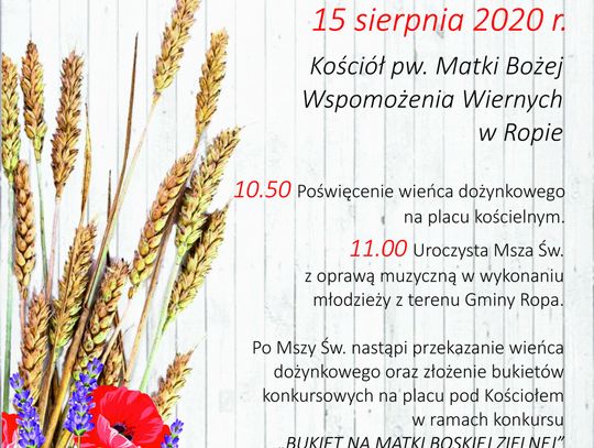 Dożynki Gminy Ropa w sobotę - transmisja na Gorlice.tv