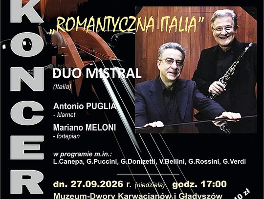 DUO MISTRAL koncert „Romantyczna Italia” - 33. Festiwal Muzyki Odnalezionej i Kameralnej