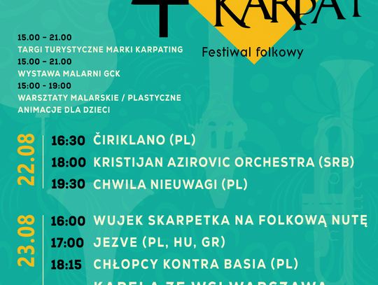 Gorlickie Centrum Kultury, Miasto Gorlice oraz Lokalna Grupa Działania „Beskid Gorlicki” zapraszają na Festiwal 4 Strony Karpat