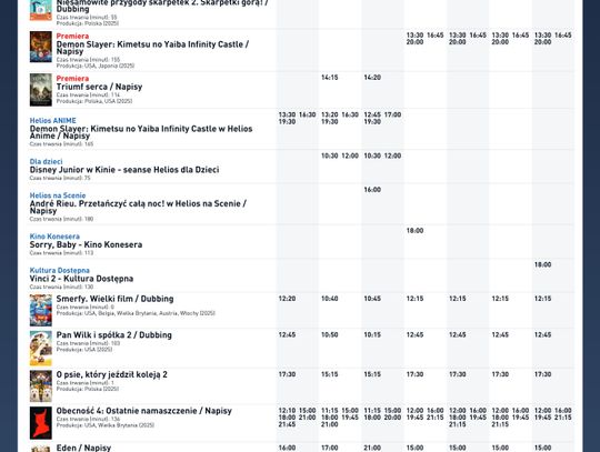 Kino Helios w Nowy Sączu zaprasza
