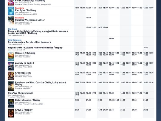Kino Helios w Nowy Sączu zaprasza
