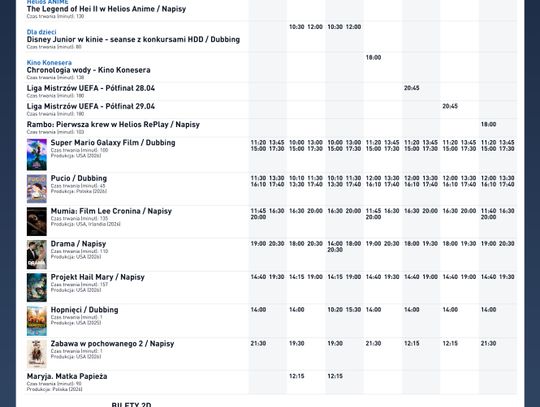 Kino Helios w Nowy Sączu zaprasza