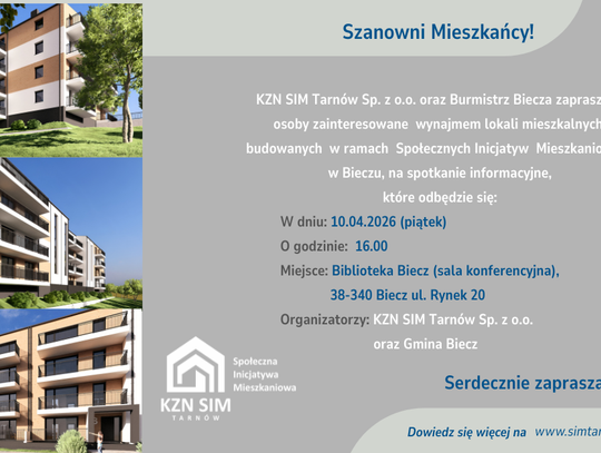 KZN SIM Tarnów Sp.z.o.o oraz Burmistrz Biecza zaprasza na spotkanie KZN SIM Tarnów Sp.z.o.o oraz Burmistrz Biecza zaprasza na spotkanie