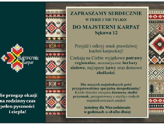 Majsternia Karpat zaprasza na ferie zimowe