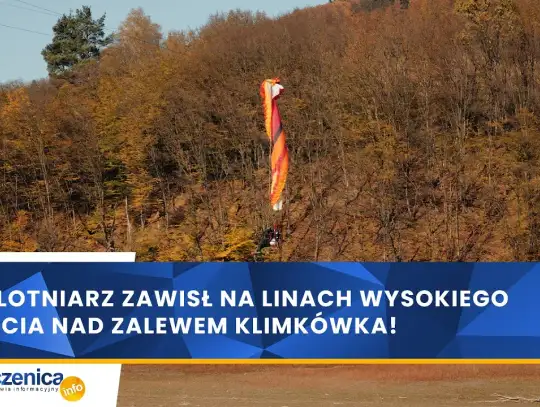 Paralotniarz zawisł na linach wysokiego napięcia nad zalewem Klimkówka!