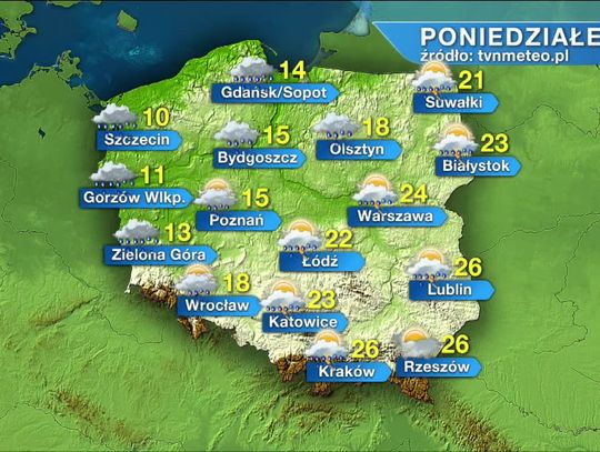 Poniedziałek burzowy i deszczowy. Od wtorku znaczne ochłodzenie