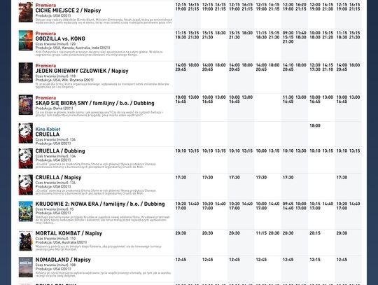 Repertuar Kina Helios - 04.06-10.06.2021 