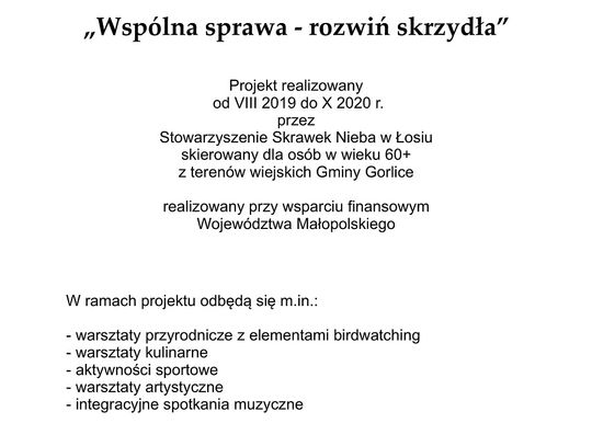 Stowarzyszenie „Skrawek Nieba” zaprasza do udziału w projekcie