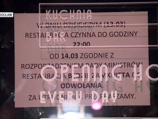 Zamknięte restauracje, bary i kawiarnie. Restrykcje związane ze stanem zagrożenia epidemicznego w Polsce