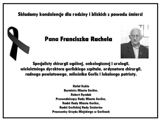 Zmarł dr. n. med. Franciszek Rachel wieloletni dyrektor gorlickiego szpitala