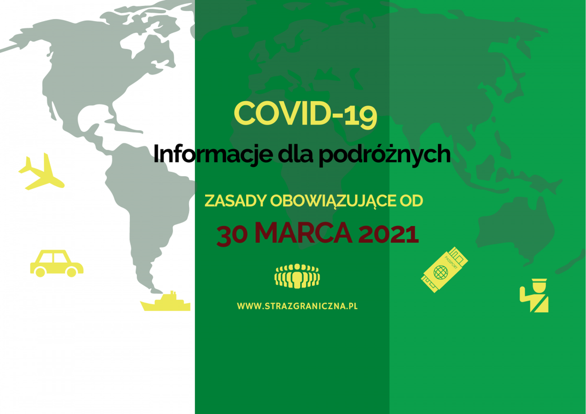 COVID-19 INFORMACJE DLA PODRÓŻNYCH obowiązujące od 30 marca 2021r.