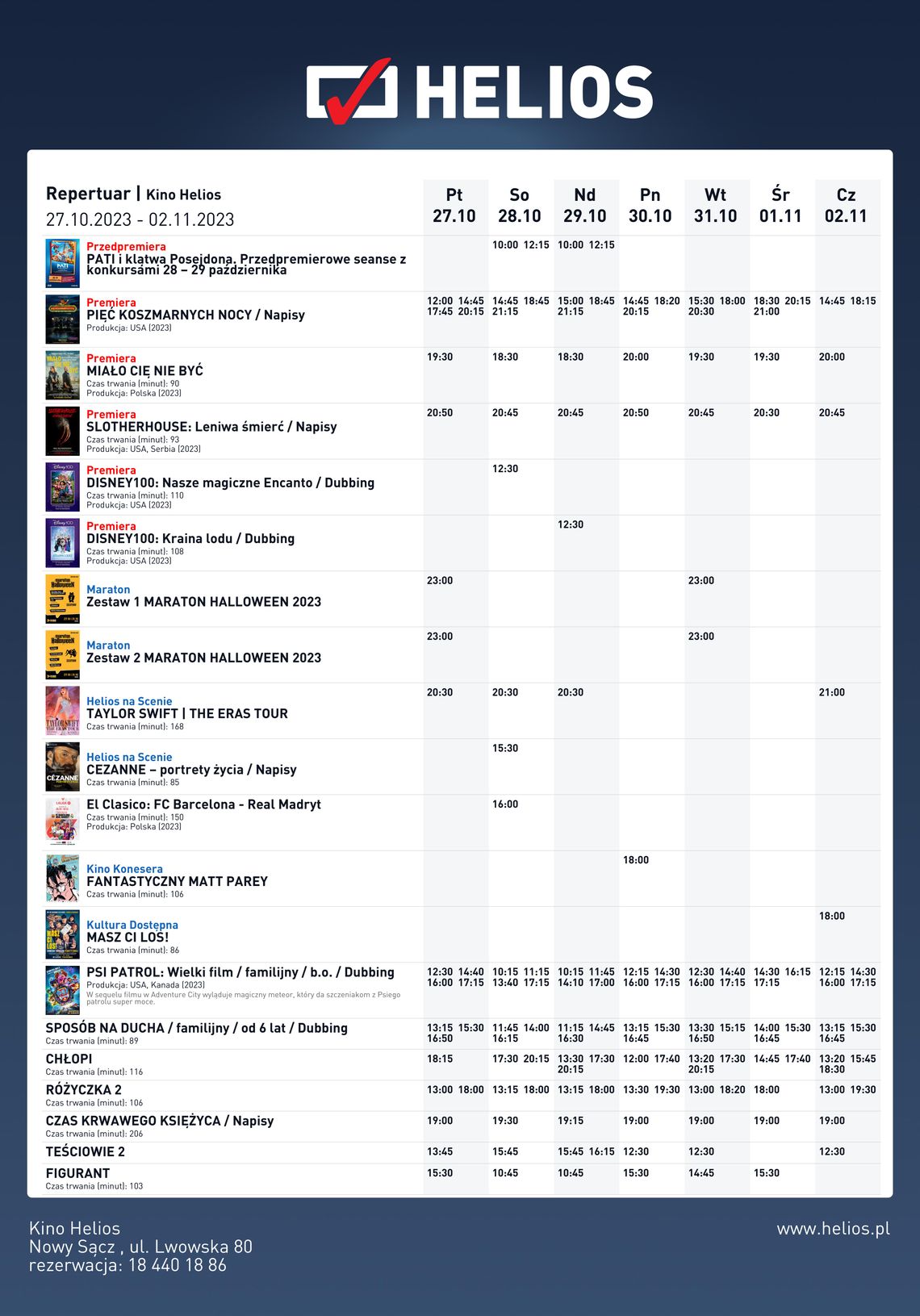 Kino Helios w Nowy Sączu zaprasza