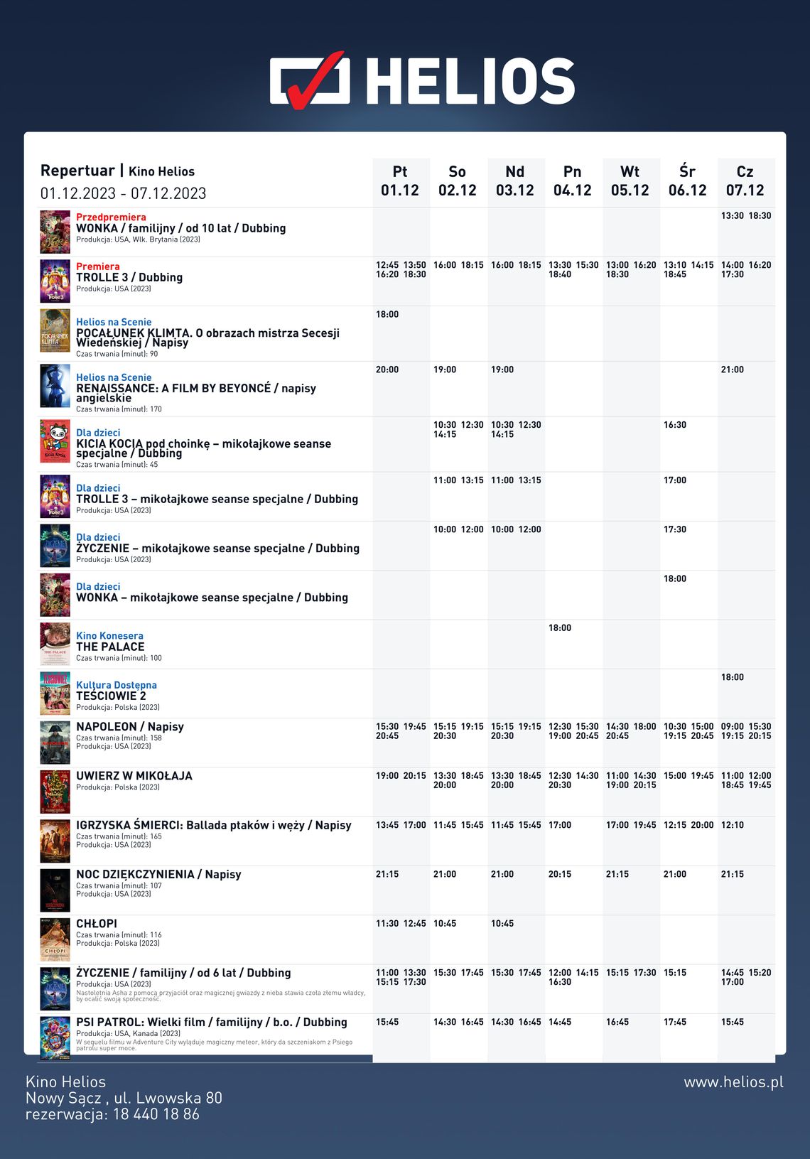 Kino Helios w Nowy Sączu zaprasza