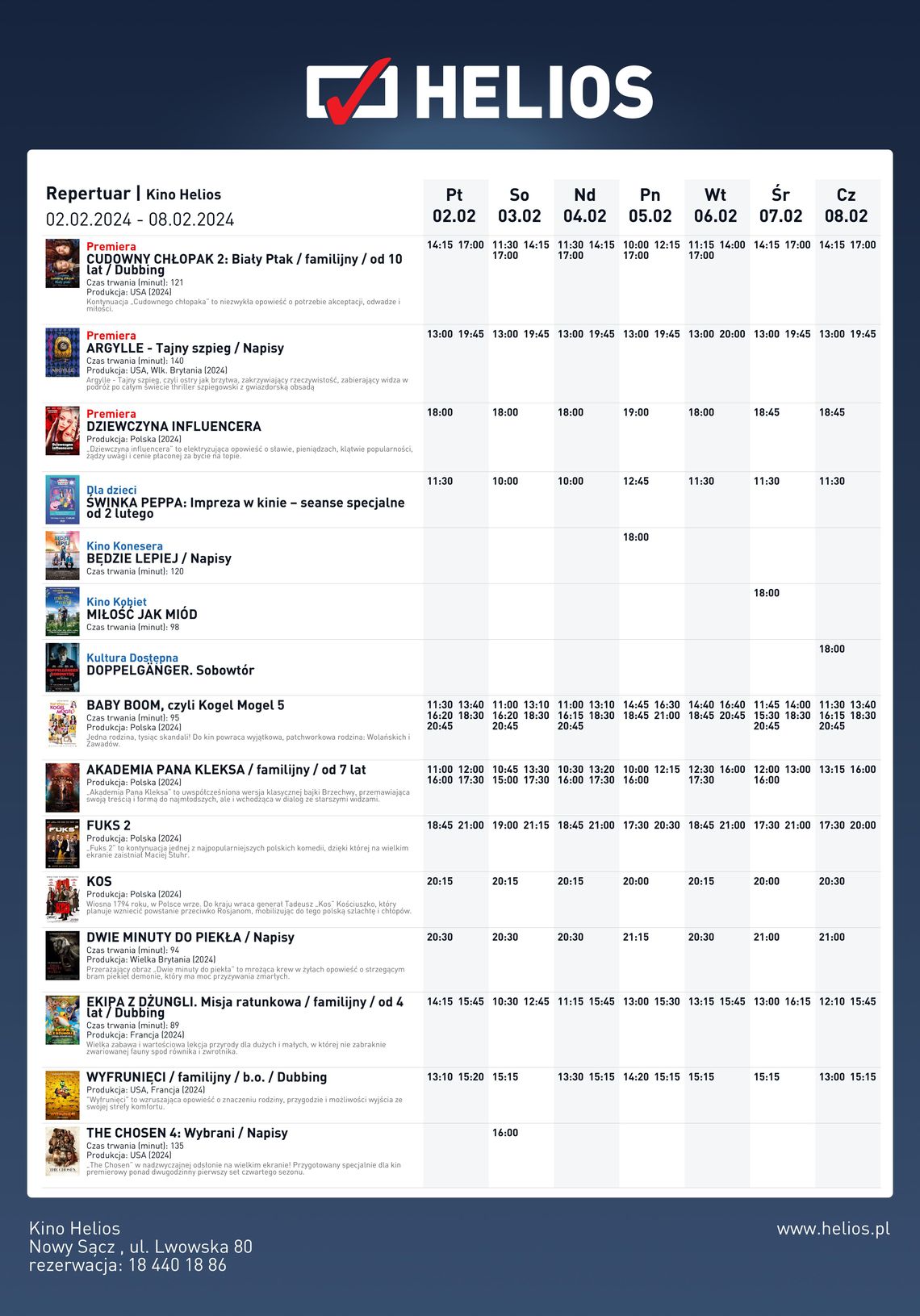 Kino Helios w Nowy Sączu zaprasza