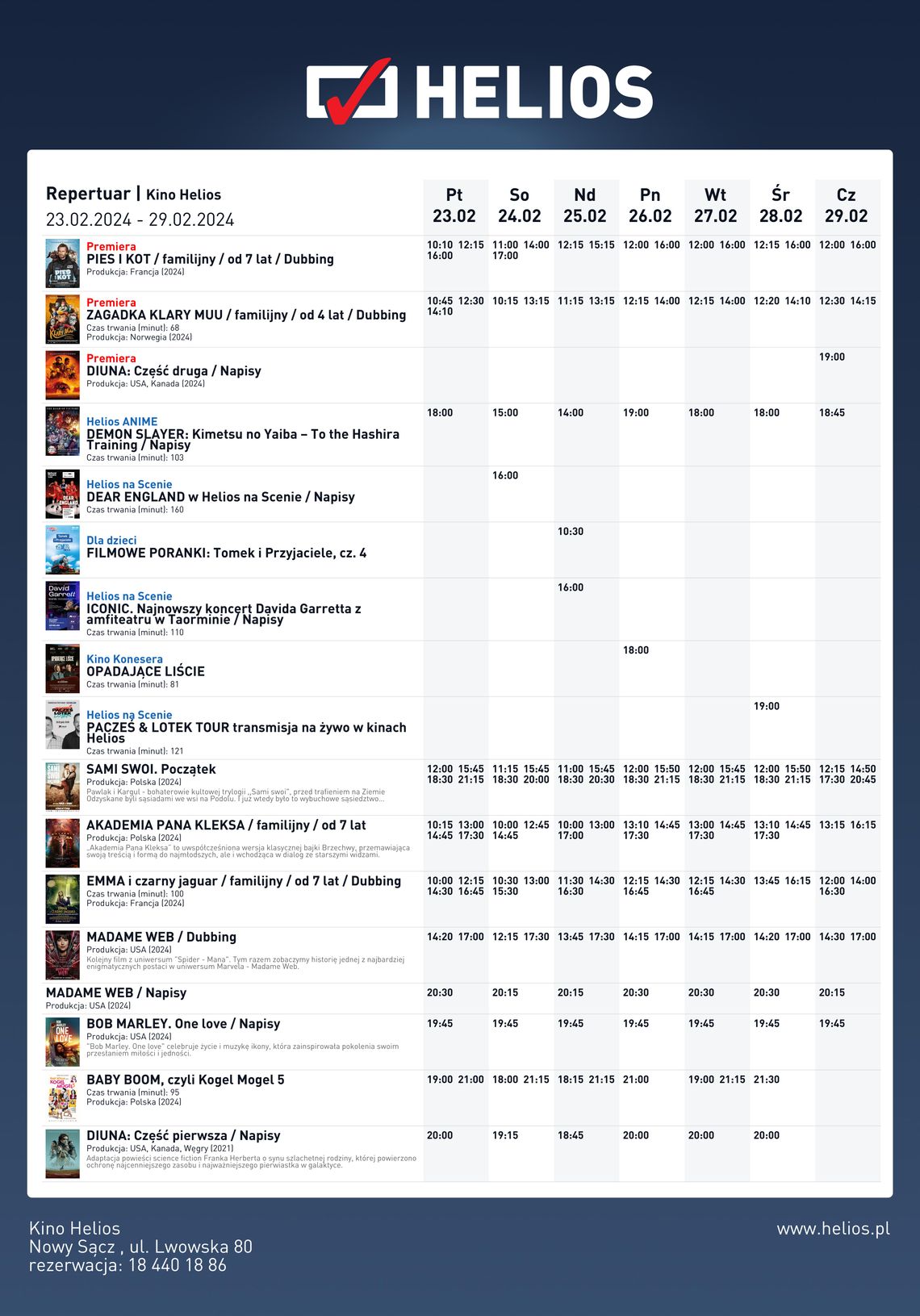 Kino Helios w Nowy Sączu zaprasza