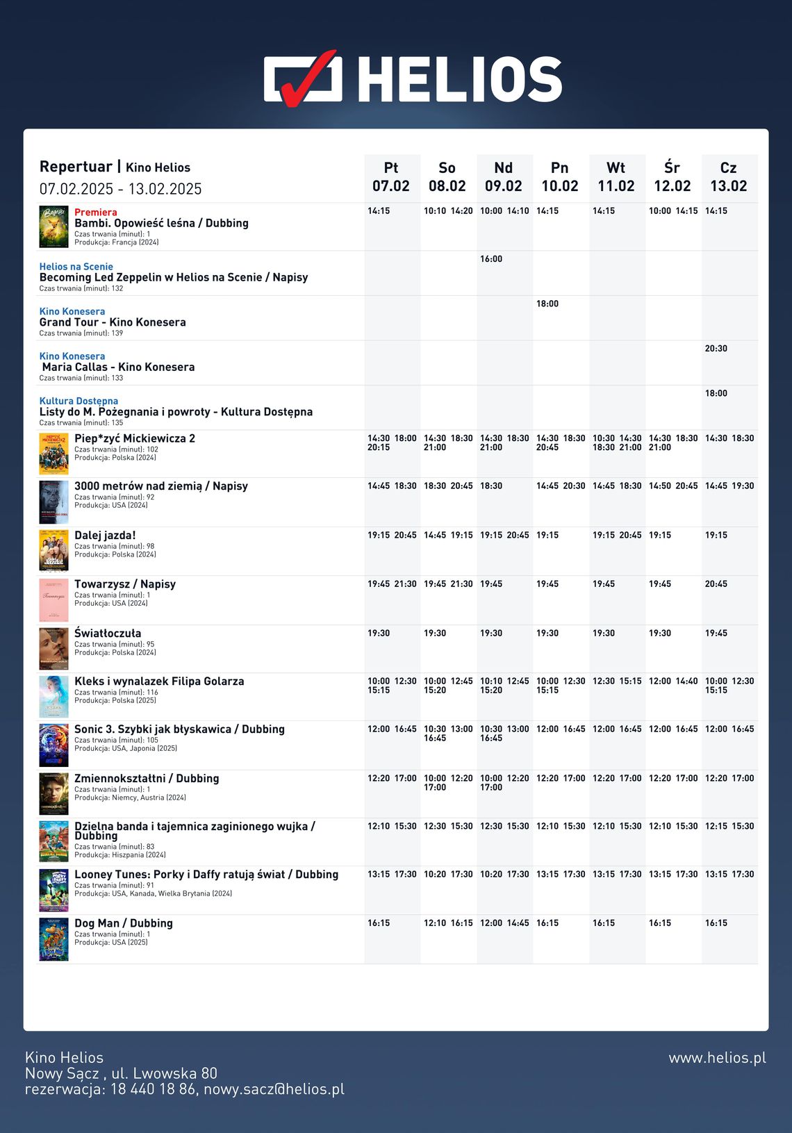 Kino Helios w Nowy Sączu zaprasza