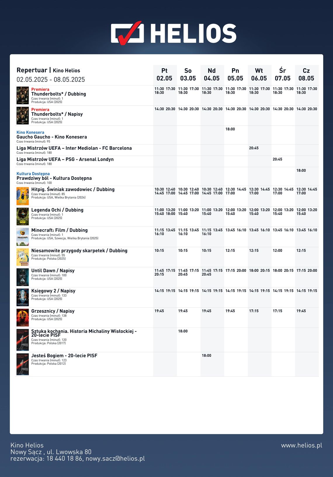 Kino Helios w Nowy Sączu zaprasza