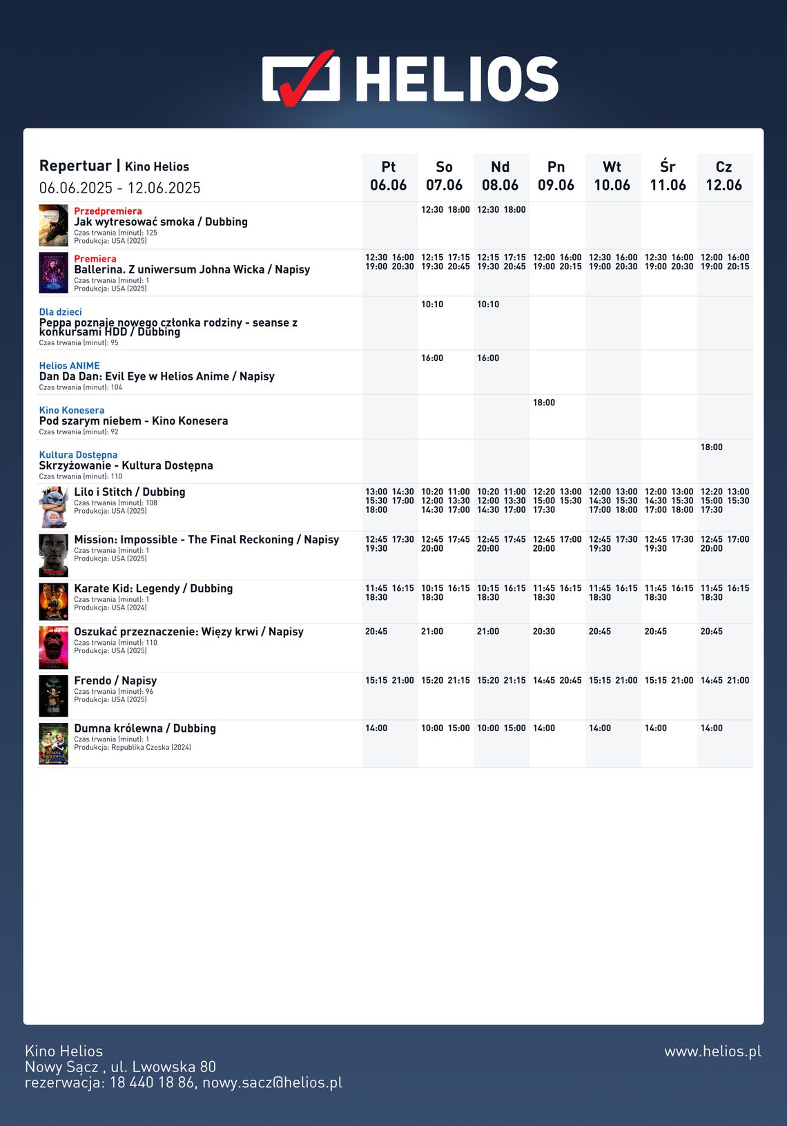 Kino Helios w Nowy Sączu zaprasza