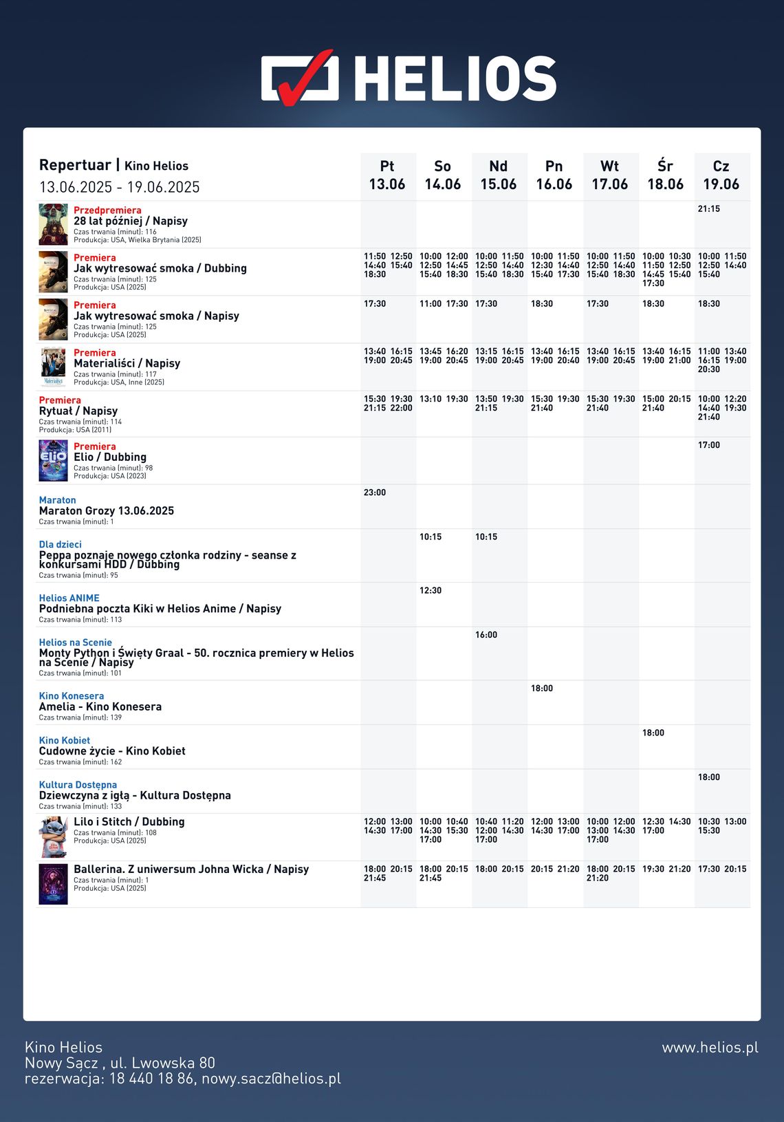 Kino Helios w Nowy Sączu zaprasza