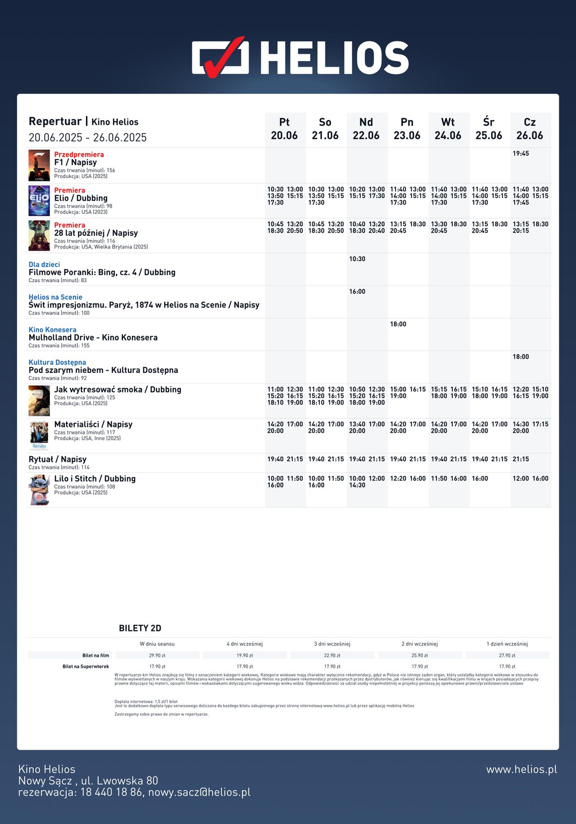 Kino Helios w Nowy Sączu zaprasza