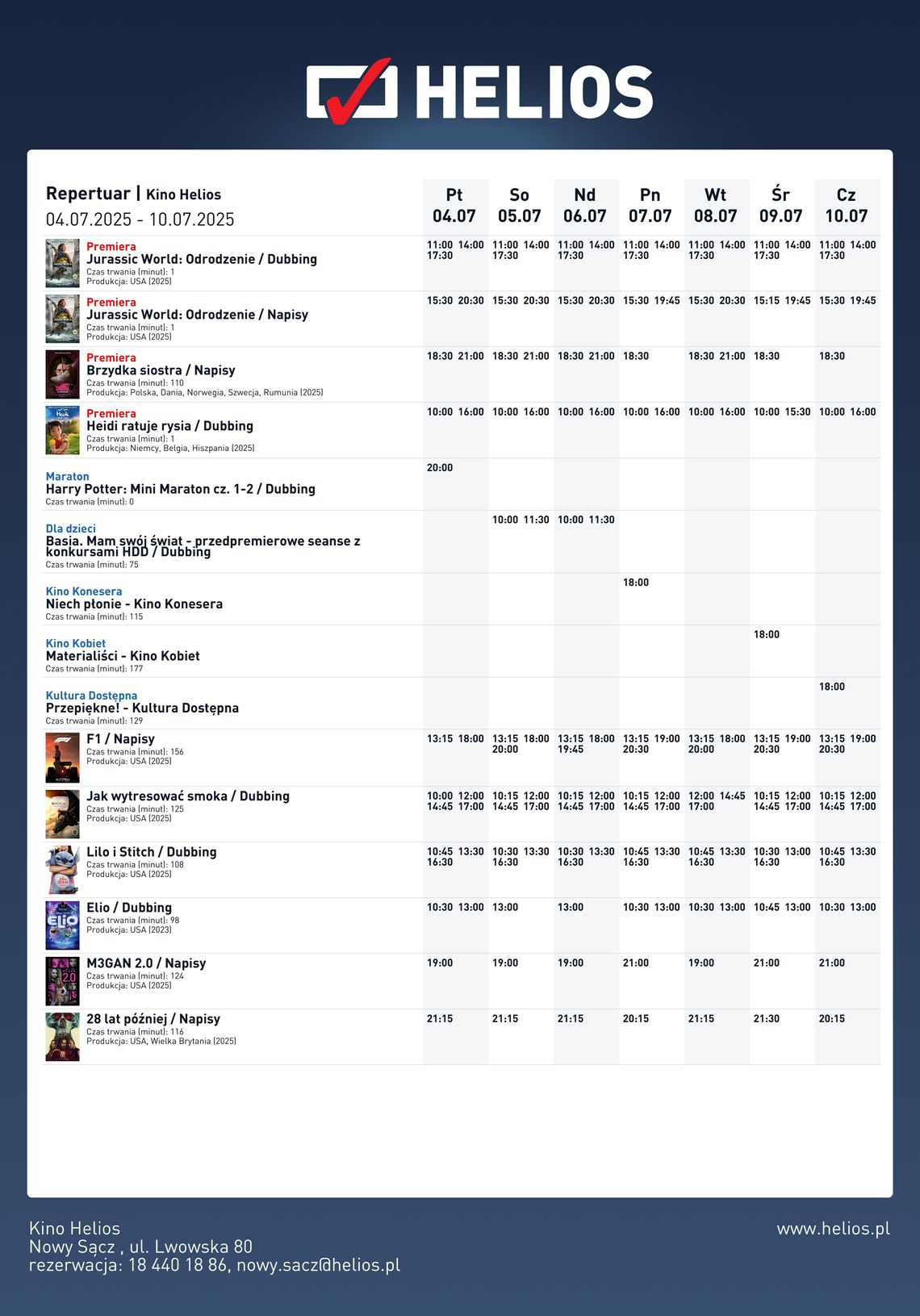 Kino Helios w Nowy Sączu zaprasza