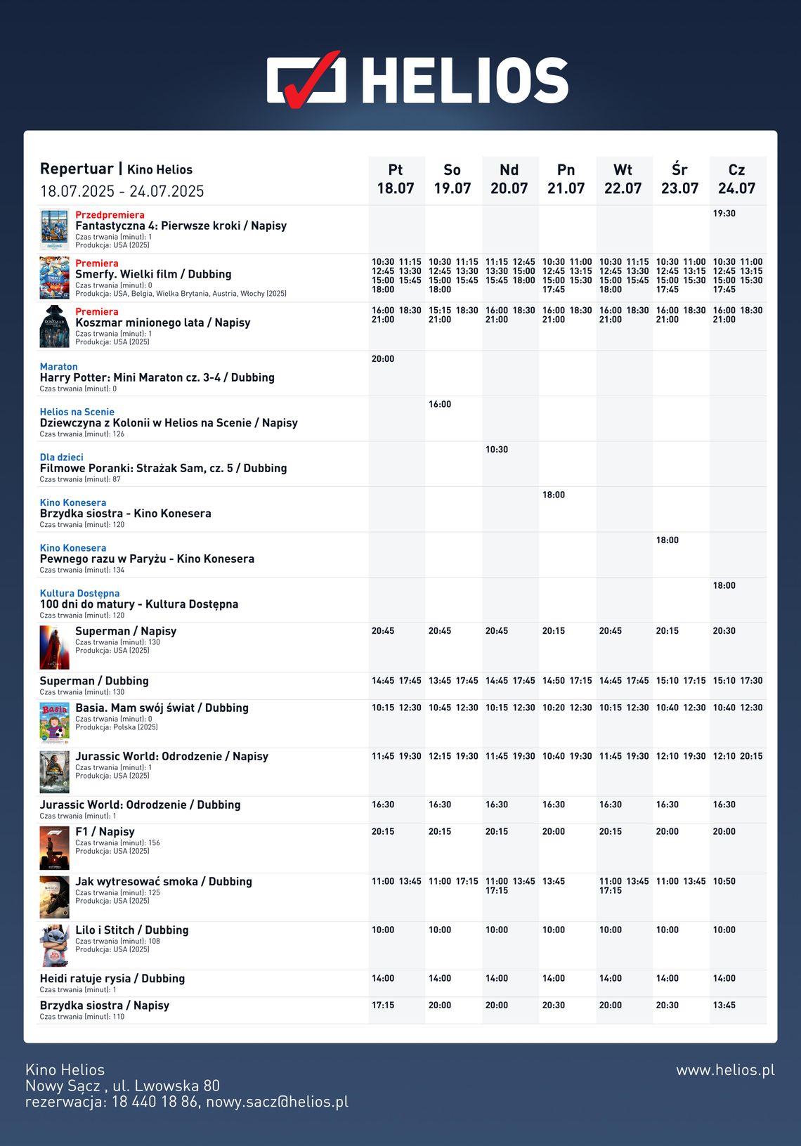Kino Helios w Nowy Sączu zaprasza
