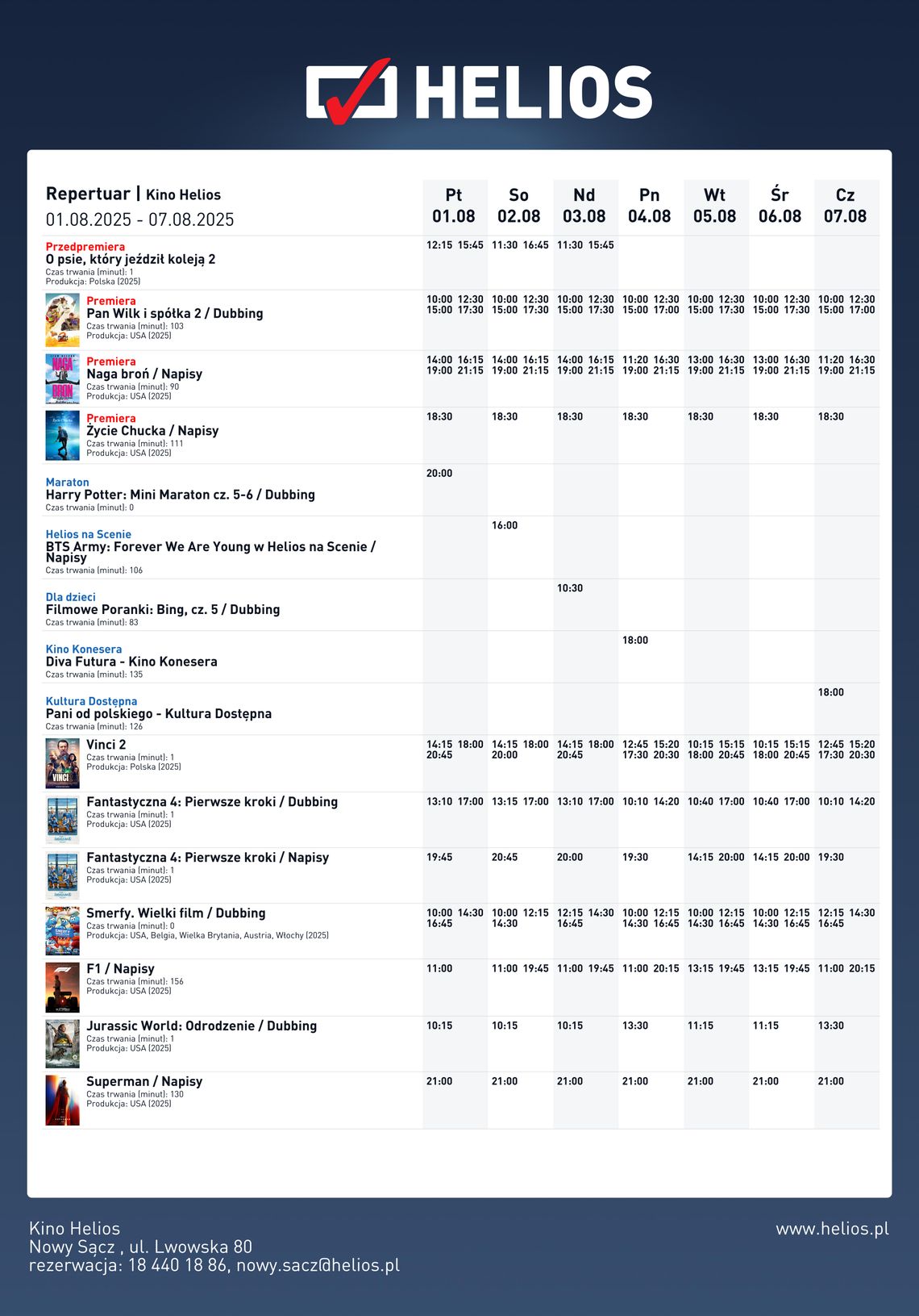 Kino Helios w Nowy Sączu zaprasza