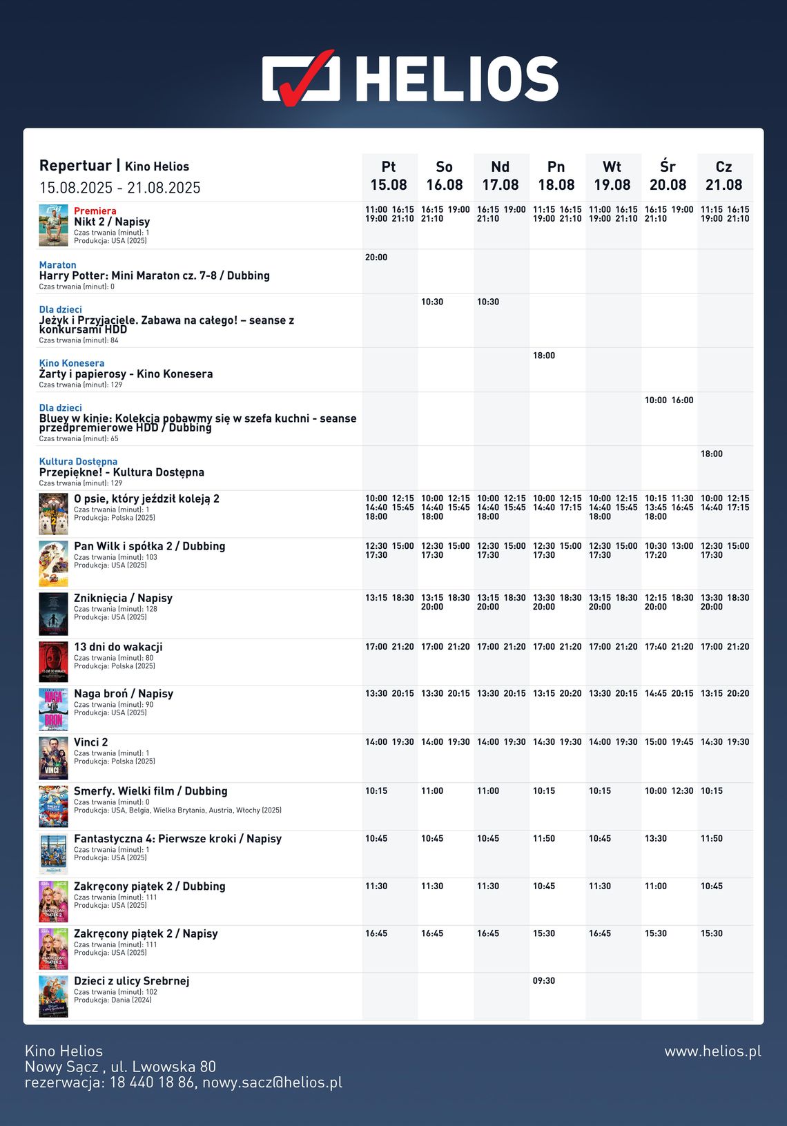 Kino Helios w Nowy Sączu zaprasza