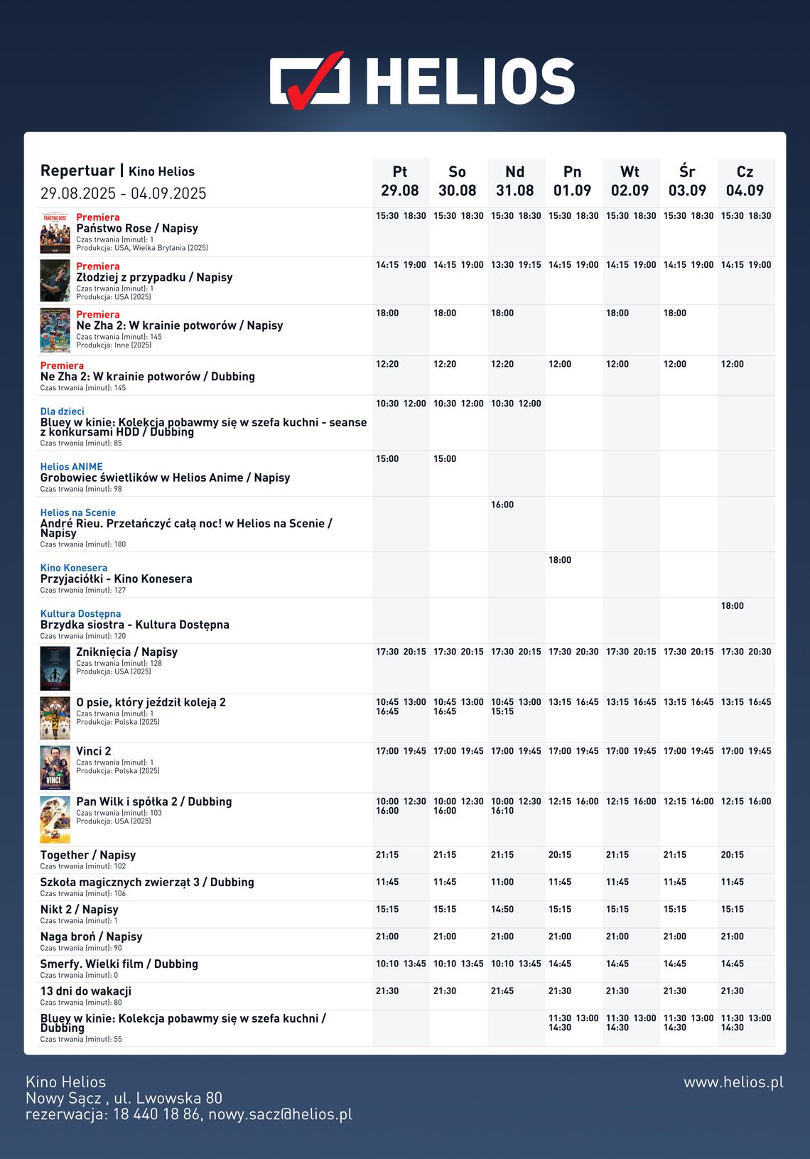 Kino Helios w Nowy Sączu zaprasza