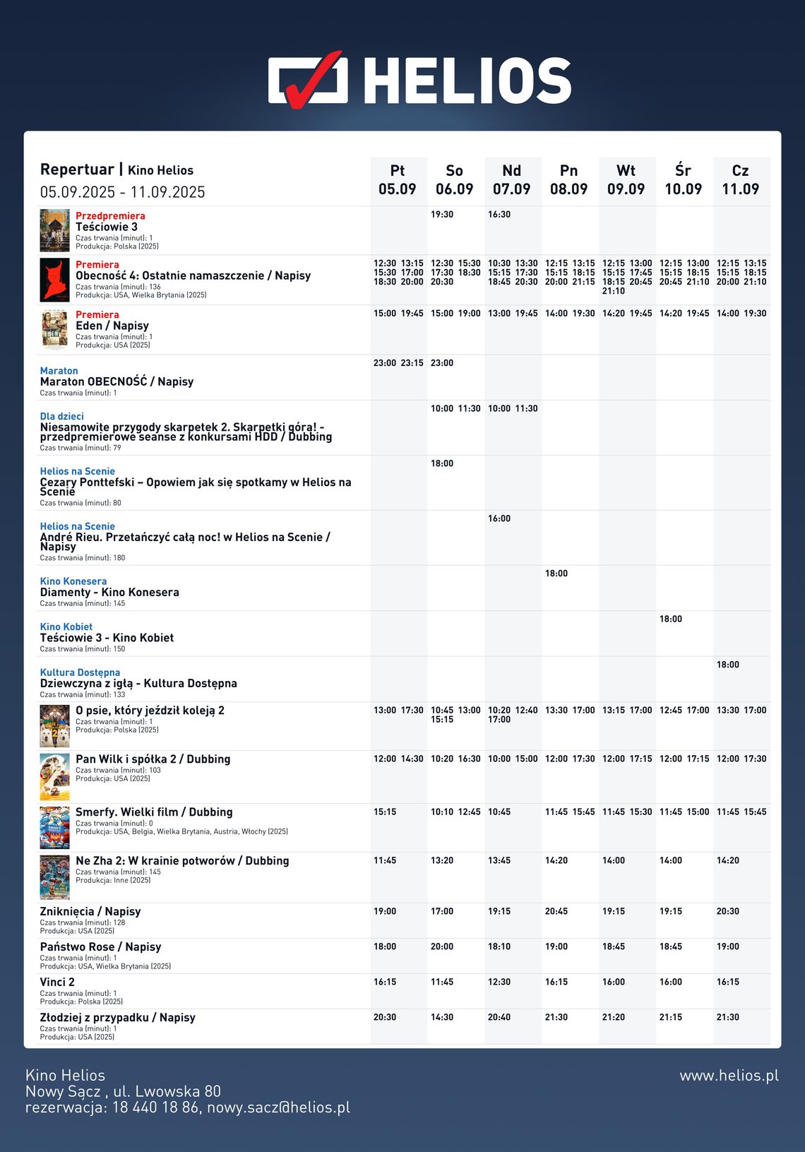 Kino Helios w Nowy Sączu zaprasza