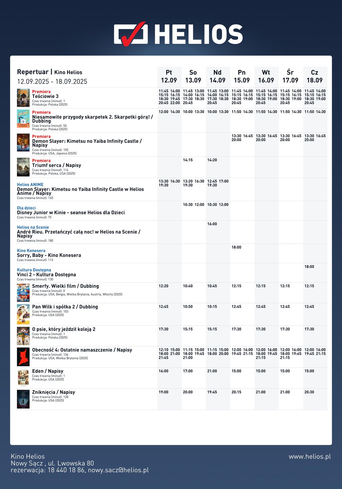 Kino Helios w Nowy Sączu zaprasza