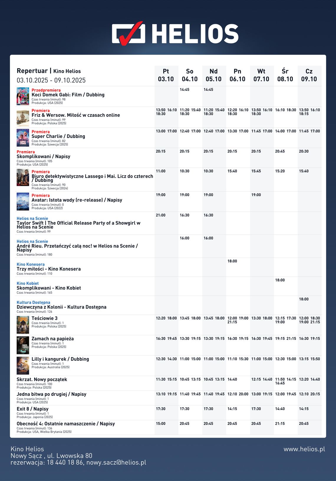 Kino Helios w Nowy Sączu zaprasza