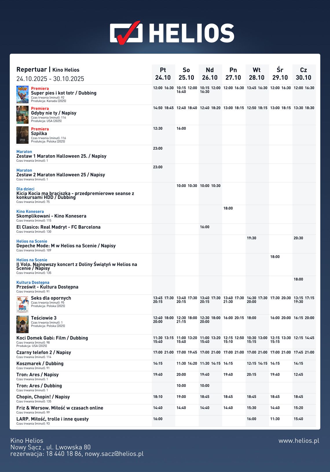 Kino Helios w Nowy Sączu zaprasza