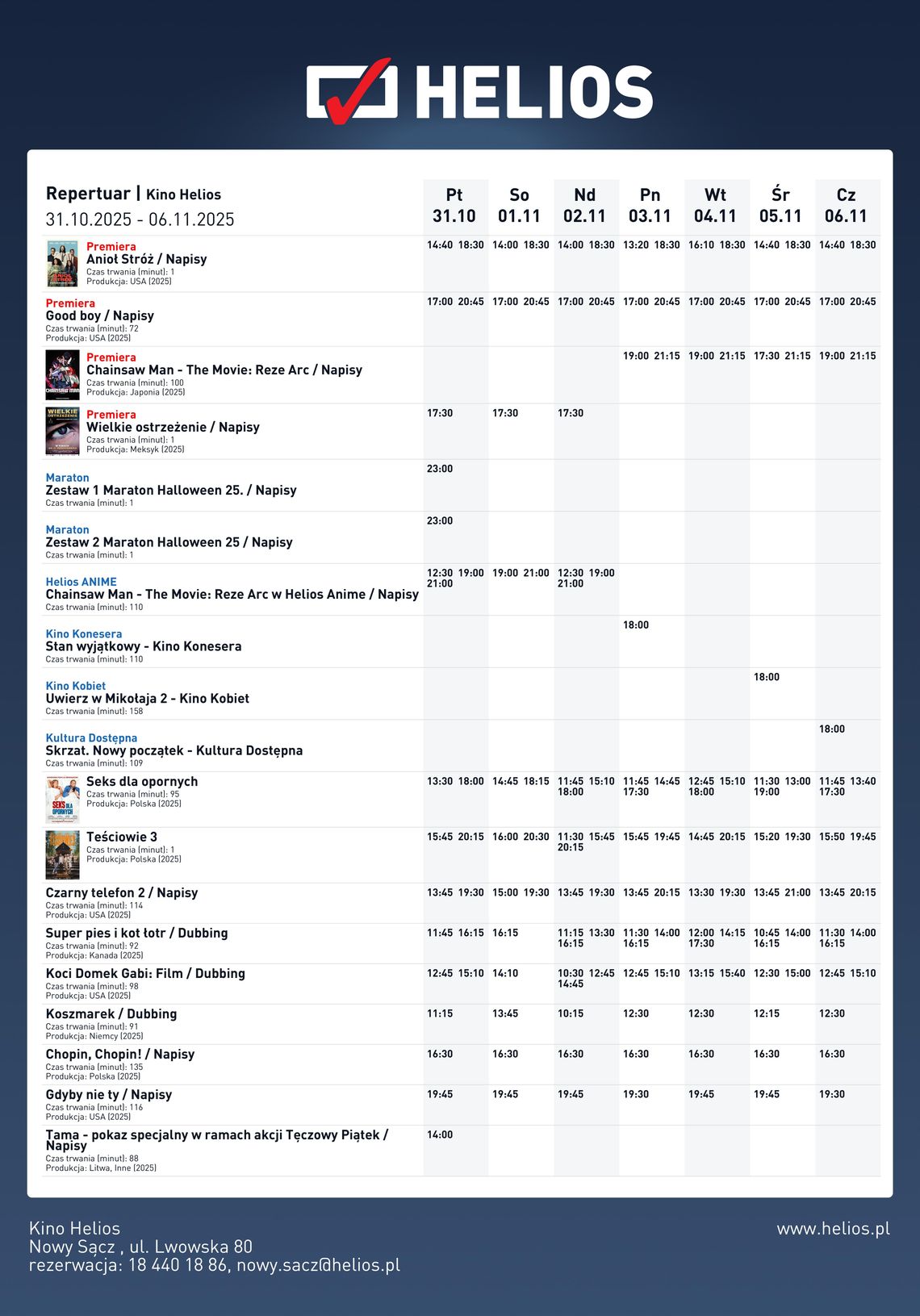 Kino Helios w Nowy Sączu zaprasza