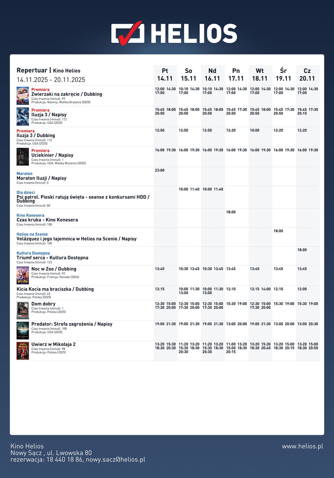 Kino Helios w Nowy Sączu zaprasza