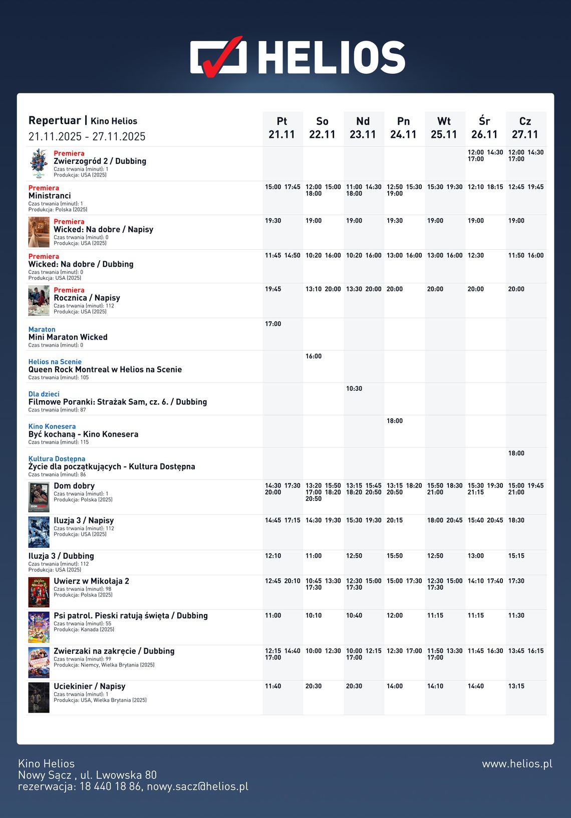 Kino Helios w Nowy Sączu zaprasza