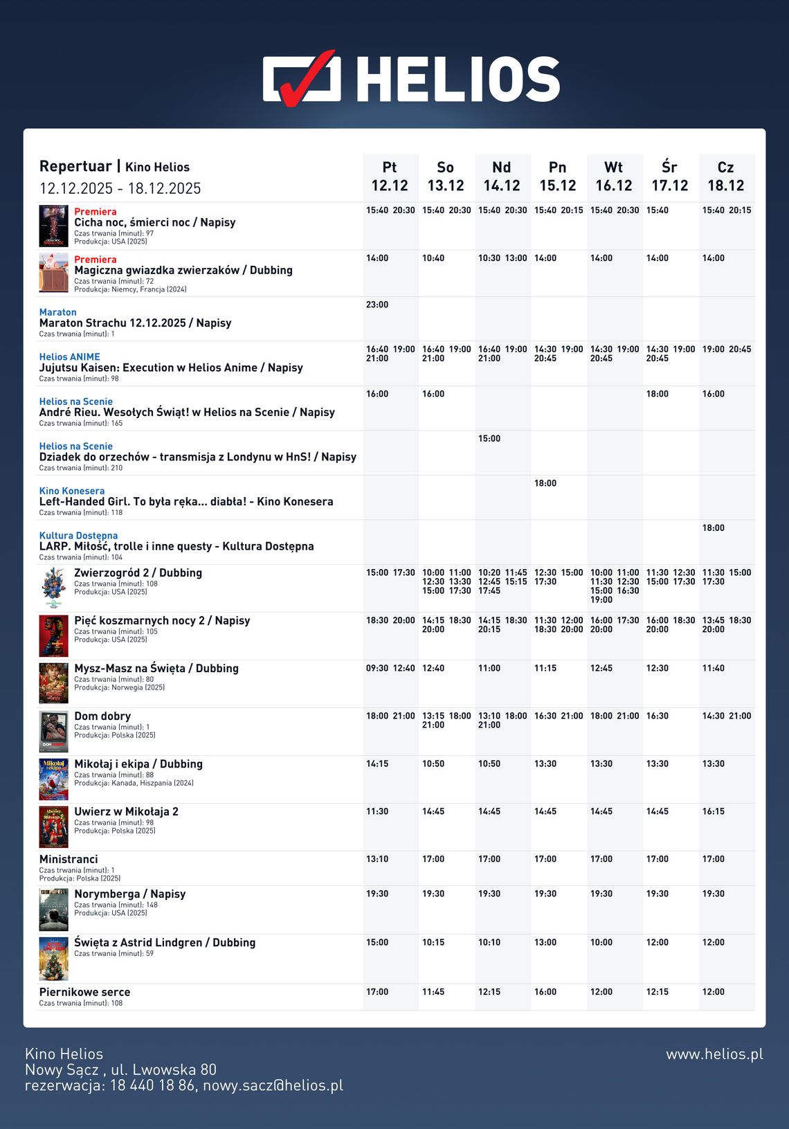 Kino Helios w Nowy Sączu zaprasza