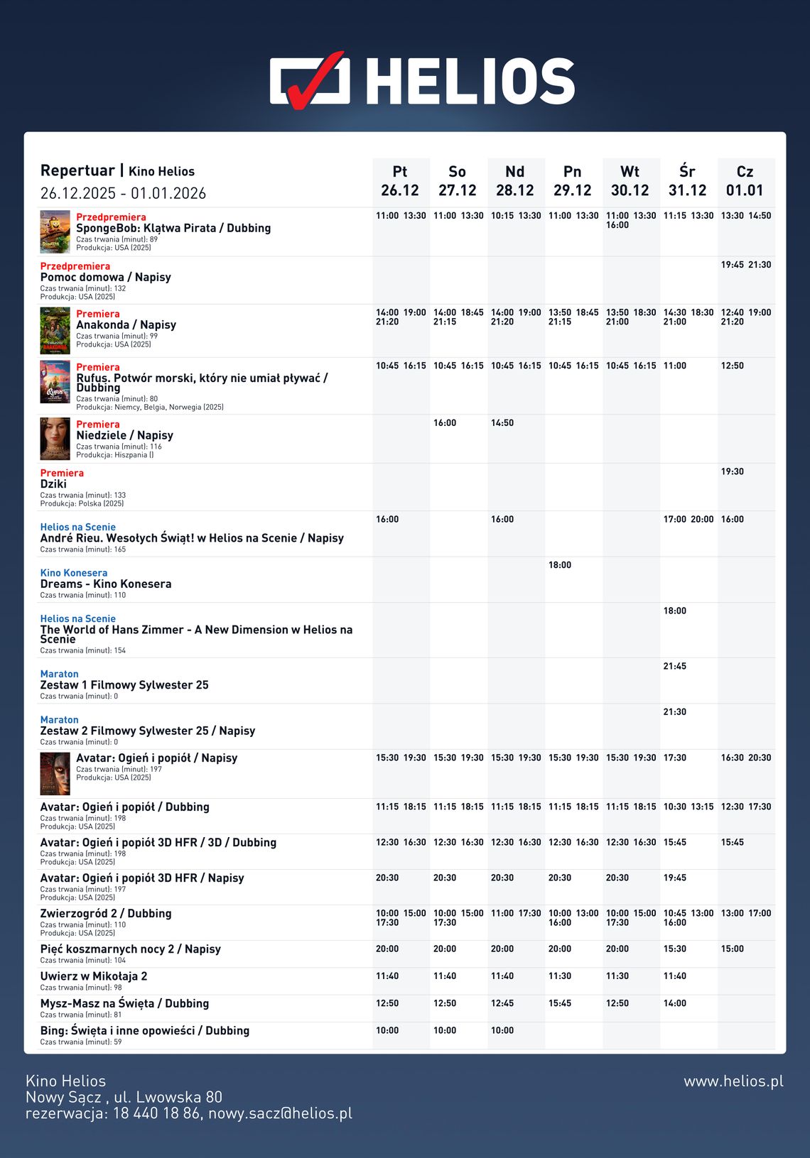Kino Helios w Nowy Sączu zaprasza