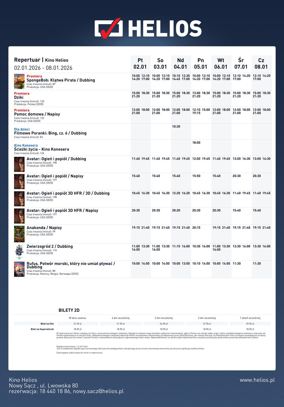 Kino Helios w Nowy Sączu zaprasza