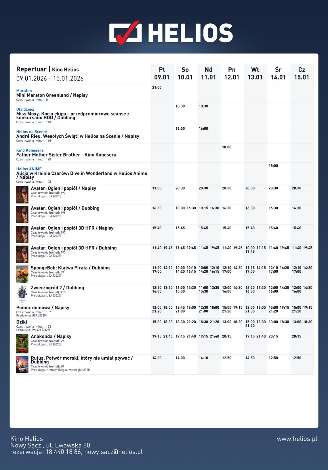 Kino Helios w Nowy Sączu zaprasza