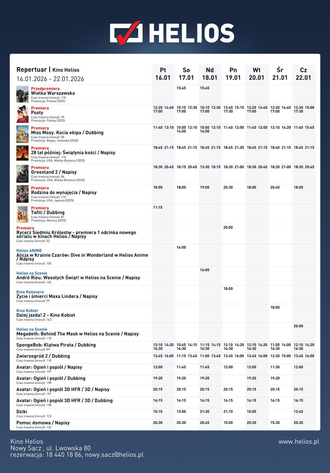 Kino Helios w Nowy Sączu zaprasza