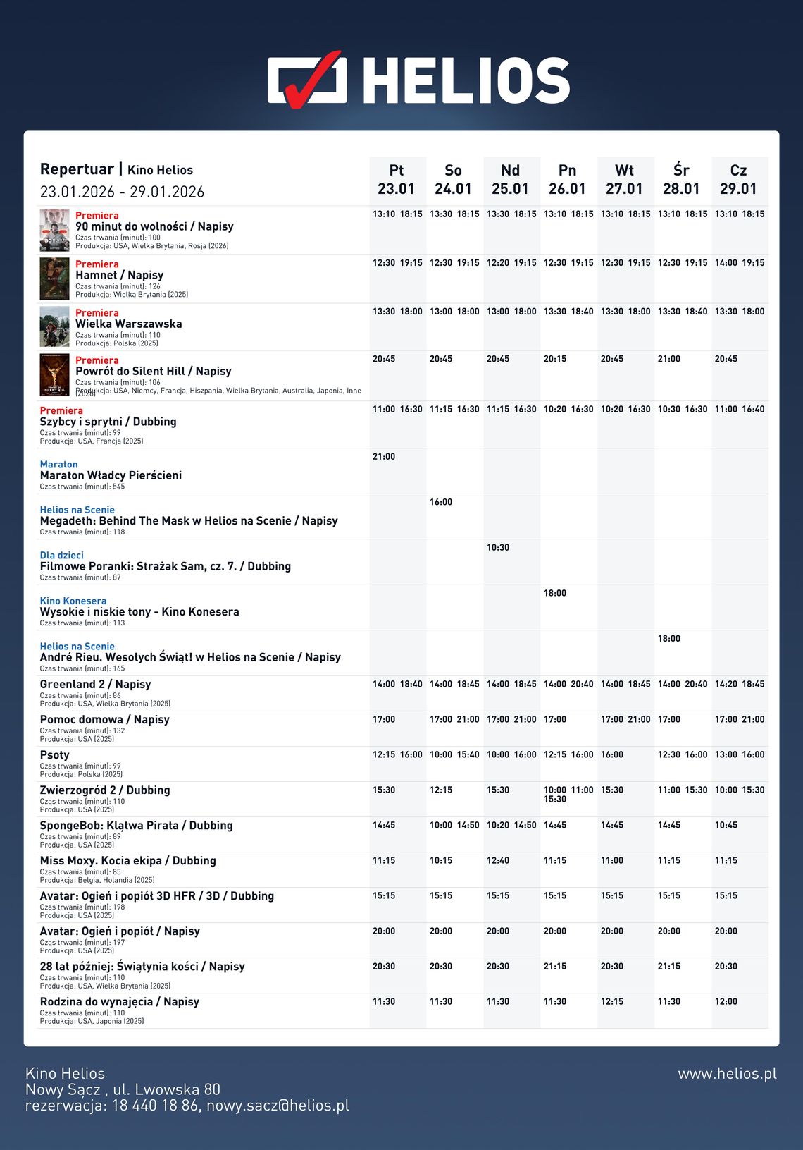 Kino Helios w Nowy Sączu zaprasza