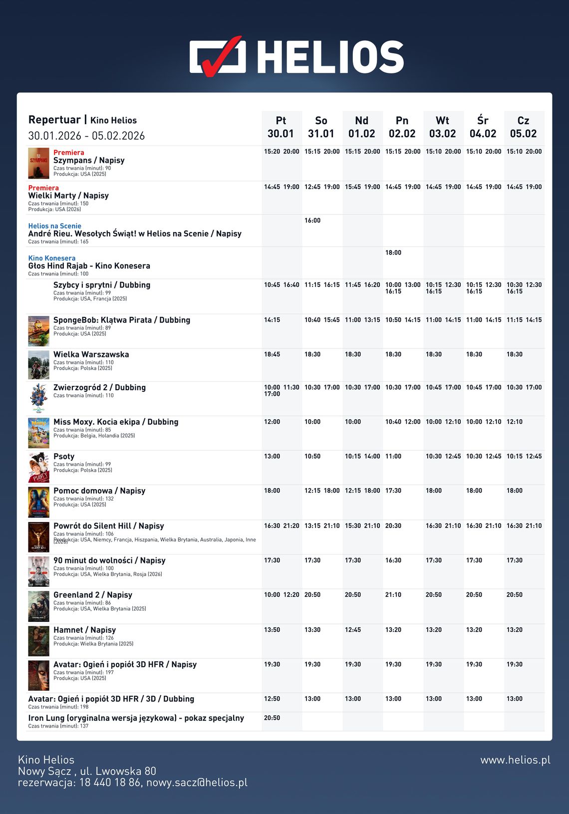 Kino Helios w Nowy Sączu zaprasza