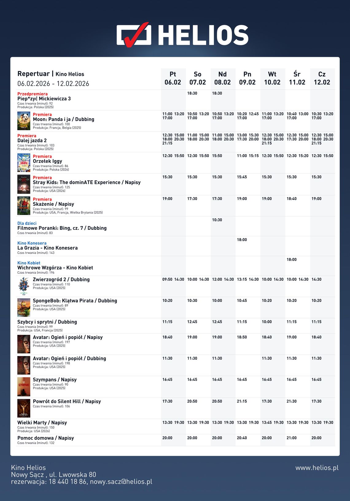 Kino Helios w Nowy Sączu zaprasza