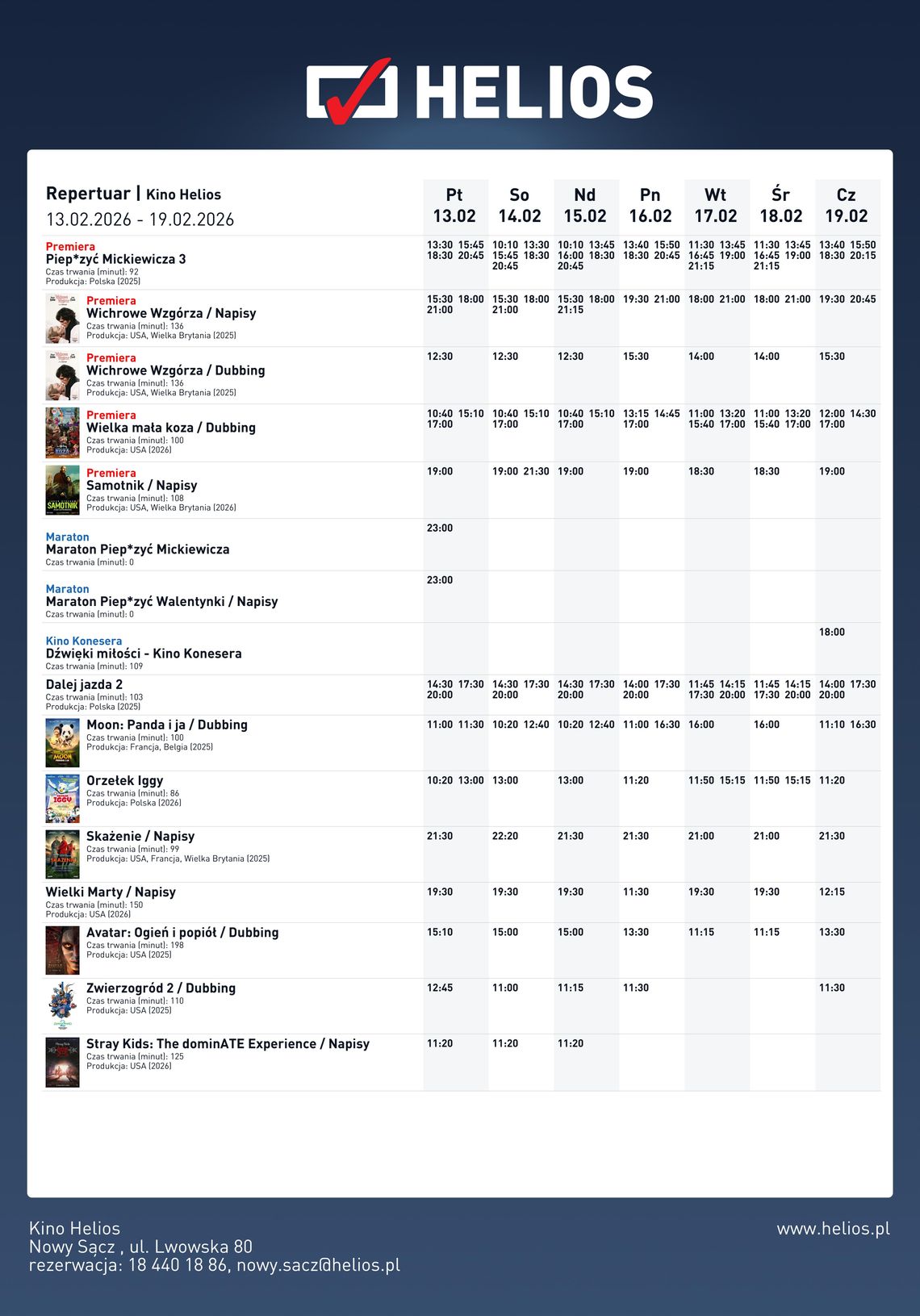 Kino Helios w Nowy Sączu zaprasza