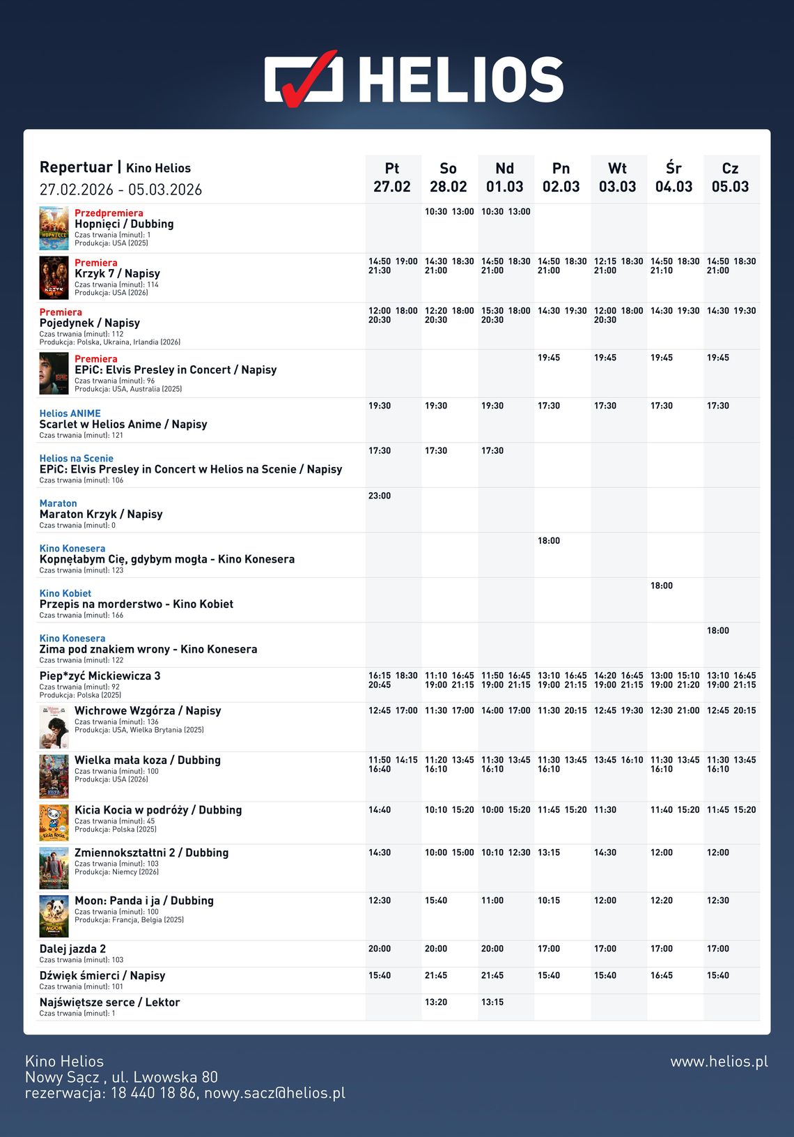 Kino Helios w Nowy Sączu zaprasza